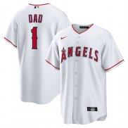 Camiseta Beisbol Hombre Los Angeles Angels NO 1 Dad Primera Replica Blanco