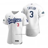 Camiseta Beisbol Hombre Los Angeles Dodgers Chris Taylor Autentico 2020 Primera Blanco