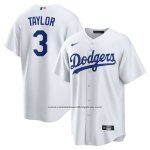 Camiseta Beisbol Hombre Los Angeles Dodgers Chris Taylor Replica Blanco