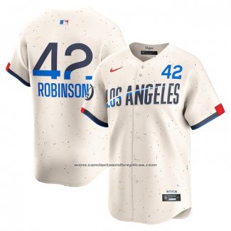 Camiseta Beisbol Hombre Los Angeles Dodgers Jackie Robinson 2024 City Connect Limited Crema