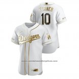 Camiseta Beisbol Hombre Los Angeles Dodgers Justin Turner Golden Edition Autentico Blanco