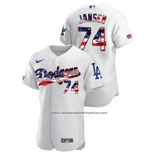 Camiseta Beisbol Hombre Los Angeles Dodgers Kenley Jansen 2020 Stars & Stripes 4th of July Blanco