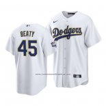 Camiseta Beisbol Hombre Los Angeles Dodgers Matt Beaty 2021 Gold Program Replica Blanco