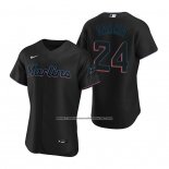 Camiseta Beisbol Hombre Miami Marlins Avisail Garcia Autentico Alterno Negro