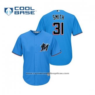 Camiseta Beisbol Hombre Miami Marlins Caleb Smith Cool Base Alterno 2019 Azul