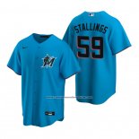 Camiseta Beisbol Hombre Miami Marlins Jacob Stallings Replica Alterno Azul