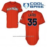 Camiseta Beisbol Hombre Miami Marlins Mat Latos 35 Naranja Alterno Cool Base