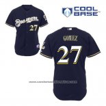 Camiseta Beisbol Hombre Milwaukee Brewers Carlos Gomez 27 Azul Alterno Cool Base