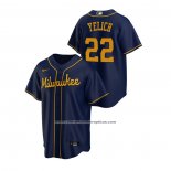 Camiseta Beisbol Hombre Milwaukee Brewers Christian Yelich Replica Alterno Azul