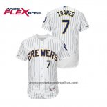 Camiseta Beisbol Hombre Milwaukee Brewers Eric Thames Autentico Flex Base Blanco Azul