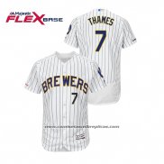 Camiseta Beisbol Hombre Milwaukee Brewers Eric Thames Autentico Flex Base Blanco Azul