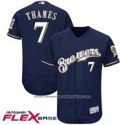 Camiseta Beisbol Hombre Milwaukee Brewers Eric Thames Azul Autentico Collection Flex Base