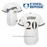 Camiseta Beisbol Hombre Milwaukee Brewers Jonathan Lucroy 20 Blanco Primera Cool Base