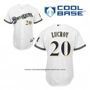 Camiseta Beisbol Hombre Milwaukee Brewers Jonathan Lucroy 20 Blanco Primera Cool Base