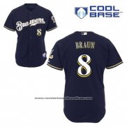 Camiseta Beisbol Hombre Milwaukee Brewers Ryan Braun 8 Azul Alterno Cool Base