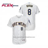 Camiseta Beisbol Hombre Milwaukee Brewers Ryan Braun Autentico Flex Base Blanco Azul