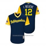 Camiseta Beisbol Hombre Milwaukee Brewers Stephen Vogt 2018 LLWS Players Weekend I Believe Azul