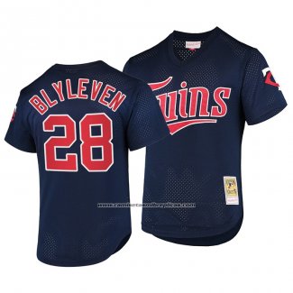 Camiseta Beisbol Hombre Minnesota Twins Bert Blyleven Cooperstown Collection Batting Practice Mesh Azul