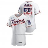 Camiseta Beisbol Hombre Minnesota Twins Taylor Rogers 2020 Stars & Stripes 4th of July Blanco