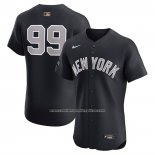 Camiseta Beisbol Hombre New York Yankees Aaron Judge Alterno Sponsor Patch Gold Batterman Elite Azul