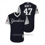 Camiseta Beisbol Hombre New York Yankees Jordan Montgomery 2018 LLWS Players Weekend Monty Azul