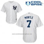 Camiseta Beisbol Hombre New York Yankees Mickey Mantle 7 Blanco Primera Cool Base
