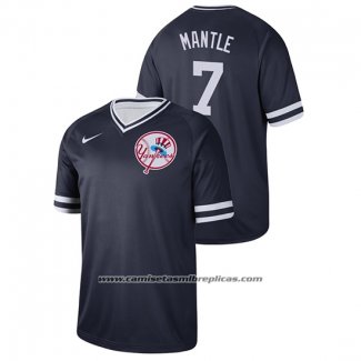 Camiseta Beisbol Hombre New York Yankees Mickey Mantle Cooperstown Collection Legend Azul