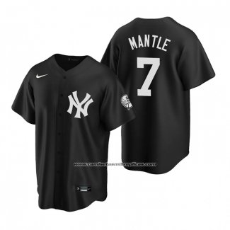 Camiseta Beisbol Hombre New York Yankees Mickey Mantle Replica Negro
