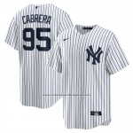 Camiseta Beisbol Hombre New York Yankees Oswaldo Cabrera Primera Replica Blanco