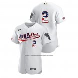 Camiseta Beisbol Hombre Oakland Athletics Khris Davis 2020 Stars & Stripes 4th of July Blanco