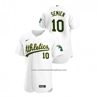 Camiseta Beisbol Hombre Oakland Athletics Marcus Semien Autentico 2020 Primera Blanco