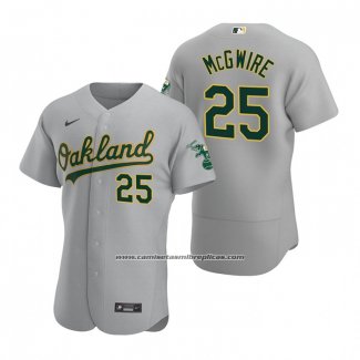 Camiseta Beisbol Hombre Oakland Athletics Mark Mcgwire Autentico Road Gris