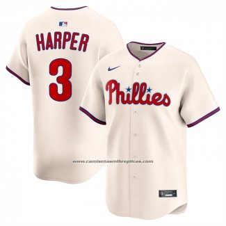 Camiseta Beisbol Hombre Philadelphia Phillies Bryce Harper Alterno Limited Crema