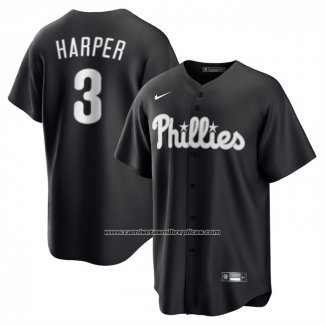 Camiseta Beisbol Hombre Philadelphia Phillies Bryce Harper Lights Out Replica Negro