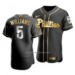Camiseta Beisbol Hombre Philadelphia Phillies Nick Williams Golden Edition Autentico Negro