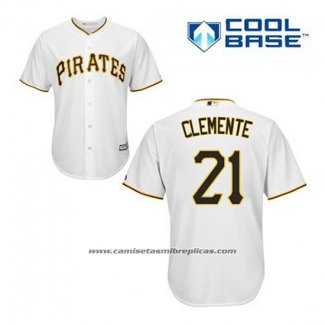 Camiseta Beisbol Hombre Pittsburgh Pirates Roberto Clemente 21 Blanco Primera Cool Base