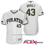 Camiseta Beisbol Hombre Pittsburgh Pirates Steven Brault Blanco 2018 Primera Alterno Flex Base