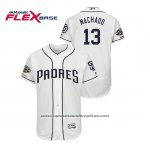 Camiseta Beisbol Hombre San Diego Padres Manny Machado 150th Aniversario Patch Flex Base Blanco