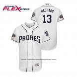 Camiseta Beisbol Hombre San Diego Padres Manny Machado 150th Aniversario Patch Flex Base Blanco