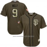 Camiseta Beisbol Hombre San Francisco Giants 9 Brandon Belt Verde Salute To Service