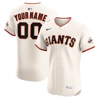 Camiseta Beisbol Hombre San Francisco Giants Primera Personalizada Crema