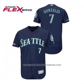 Camiseta Beisbol Hombre Seattle Mariners Marco Gonzales 150th Aniversario Patch Autentico Flex Base Azul