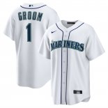 Camiseta Beisbol Hombre Seattle Mariners NO 1 Groom Primera Replica Blanco
