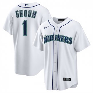 Camiseta Beisbol Hombre Seattle Mariners NO 1 Groom Primera Replica Blanco