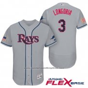 Camiseta Beisbol Hombre Tampa Bay Rays 2017 Estrellas y Rayas Evan Longoria Gris Flex Base