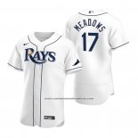 Camiseta Beisbol Hombre Tampa Bay Rays Austin Meadows Autentico Primera Blanco