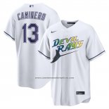 Camiseta Beisbol Hombre Tampa Bay Rays Junior Caminero Alterno 2 Replica Blanco