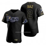 Camiseta Beisbol Hombre Tampa Bay Rays Yandy Diaz Negro 2021 Salute To Service