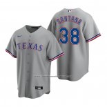 Camiseta Beisbol Hombre Texas Rangers Danny Santana Replica Road Gris