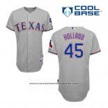 Camiseta Beisbol Hombre Texas Rangers Derek Holland 45 Gris Cool Base